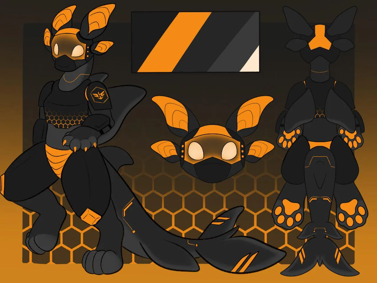 Ahti "Aker" Nuria drawing — Standard Personnel Reference (Full-body reference depicting Aker's standard appearance, coloration, markings, armor, and anatomical features.)